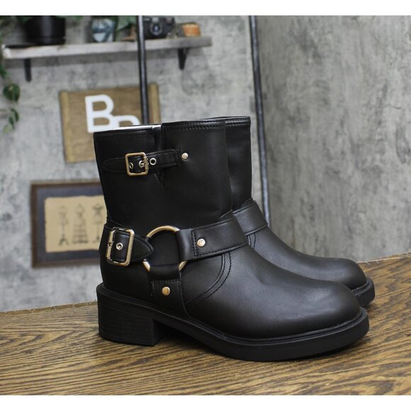 NWT Universal Thread Womens Connor Harness Buckle Ankle Boots 90511576 Black 8M - Picture 4 of 9